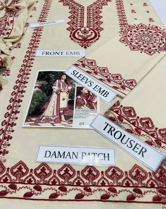 DHANAK 3 PC Heavy Embroidered