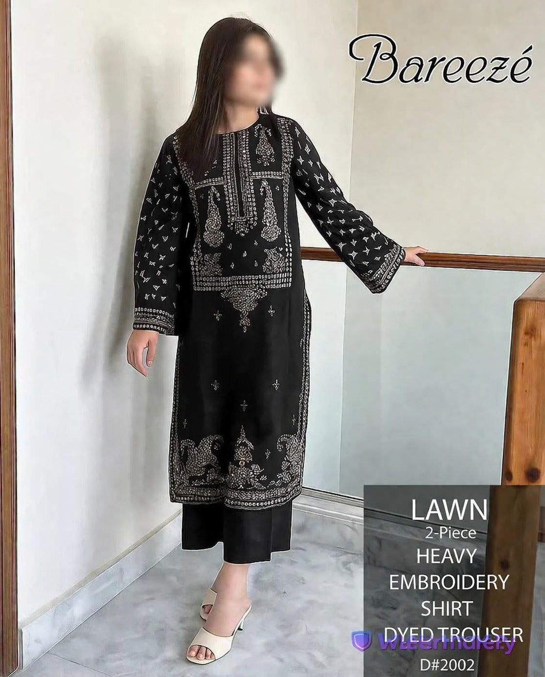 Breeze-Lawn 2 PC Embroidery-Black