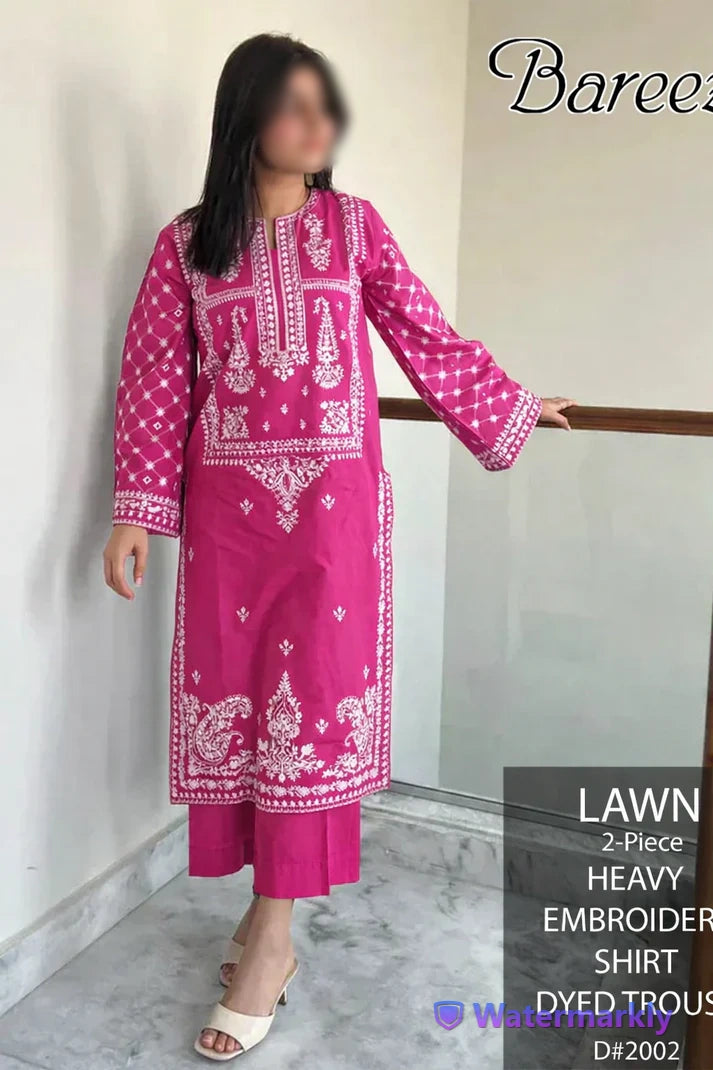 Breeze-Lawn 2 PC Embroidery-Pink